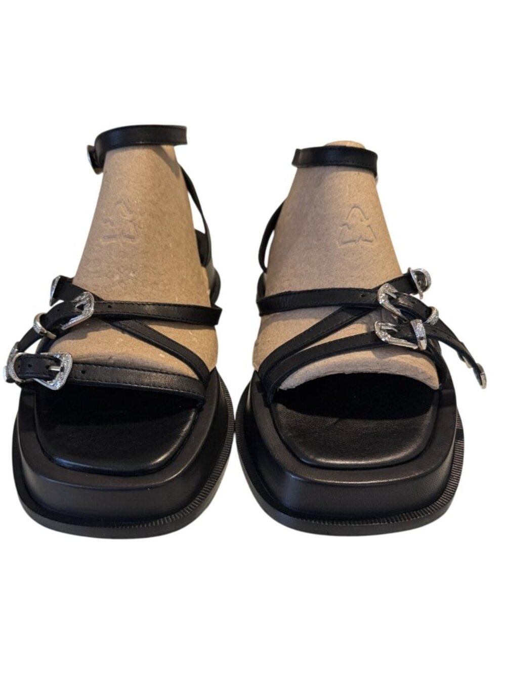 Topshop Kayla Black Leather Strappy Buckle Detail Sandals Size 9 NWOB - Picture 5 of 11